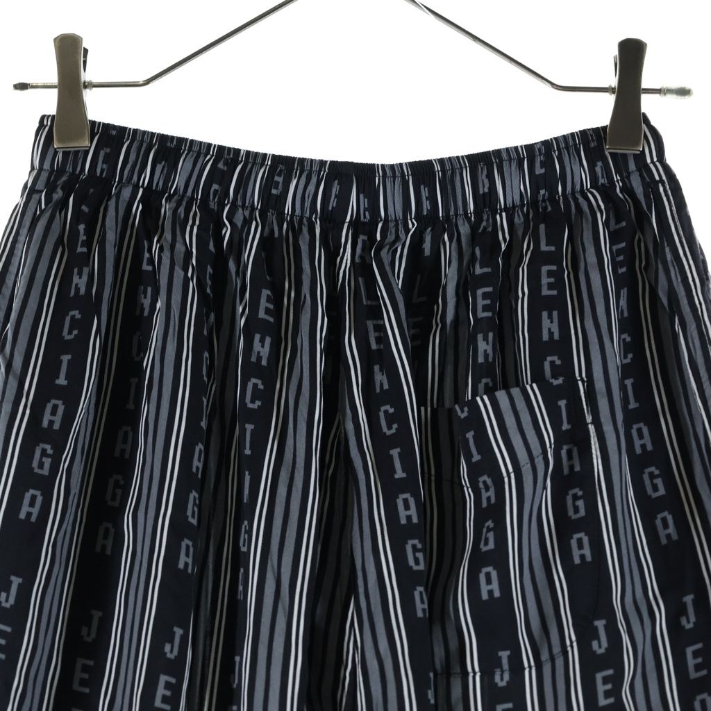 Balenciaga Homewear Logo All Over Pattern Rayon Drawstring Easy Pants Black — view 4