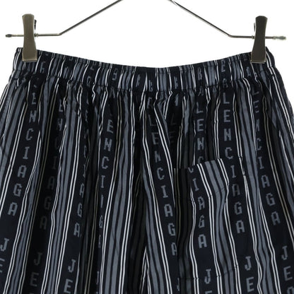Balenciaga Homewear Logo All Over Pattern Rayon Drawstring Easy Pants Black — view 4