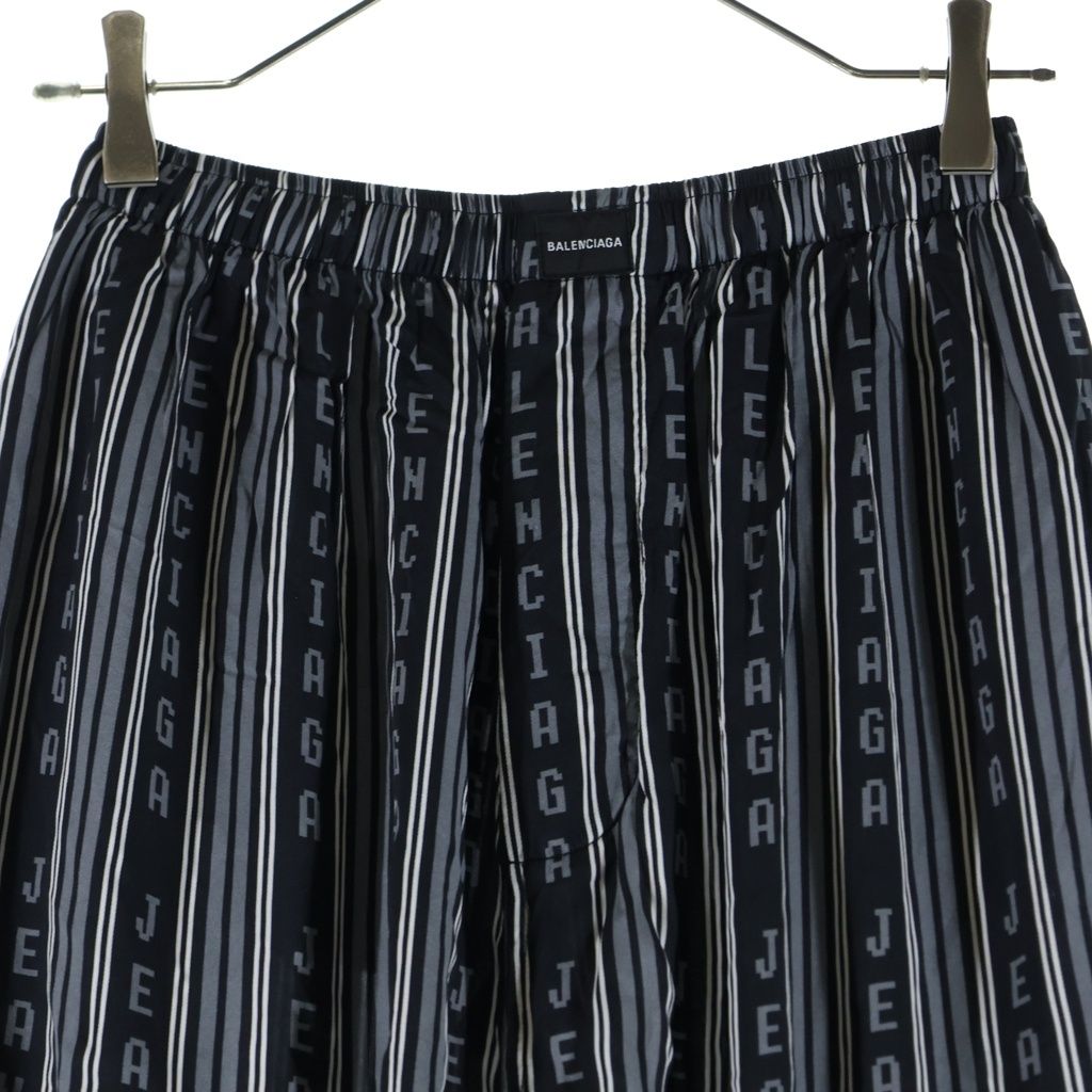 Balenciaga Homewear Logo All Over Pattern Rayon Drawstring Easy Pants Black — view 3