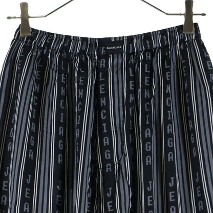 Balenciaga Homewear Logo All Over Pattern Rayon Drawstring Easy Pants Black — view 3