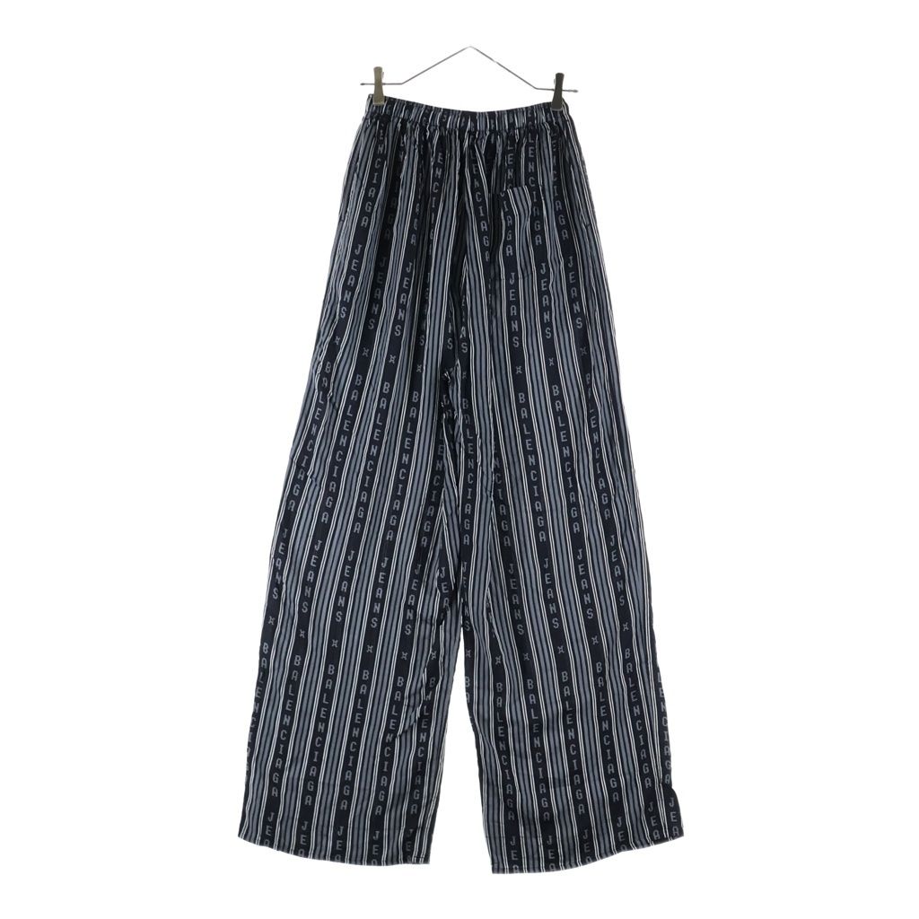 Balenciaga Homewear Logo All Over Pattern Rayon Drawstring Easy Pants Black — view 2