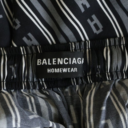 Balenciaga Homewear Logo All Over Pattern Rayon Drawstring Easy Pants Black — view 7