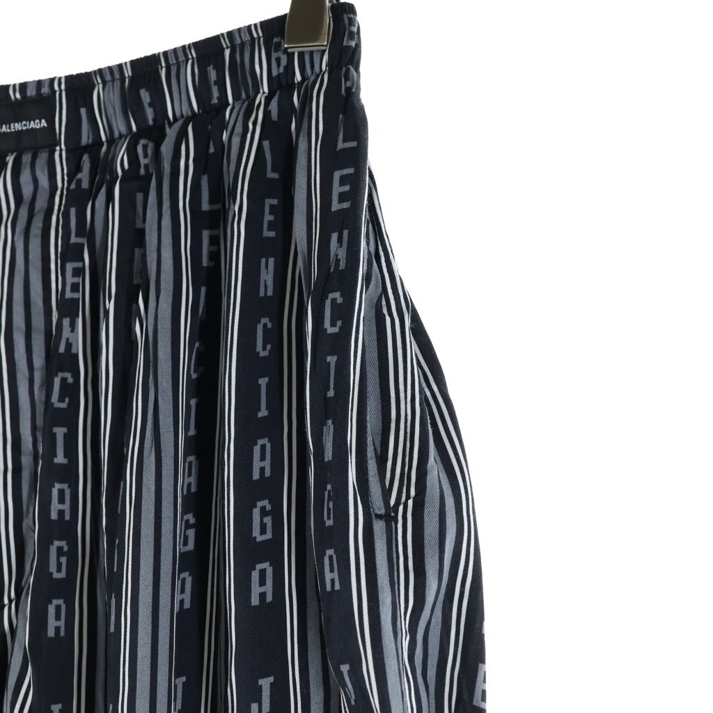 Balenciaga Homewear Logo All Over Pattern Rayon Drawstring Easy Pants Black — view 6