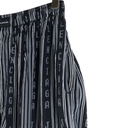 Balenciaga Homewear Logo All Over Pattern Rayon Drawstring Easy Pants Black — view 6