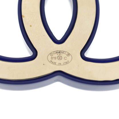 Chanel CC Logo Line Stone Brooch Pin Badge Navy Blue — view 5