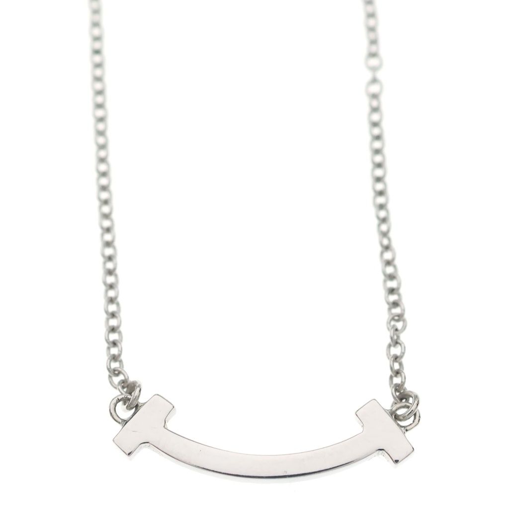 Tiffany & Co T Smile Mini Pink Saffiano Necklace Pendant Chain Silver Purple — view 5