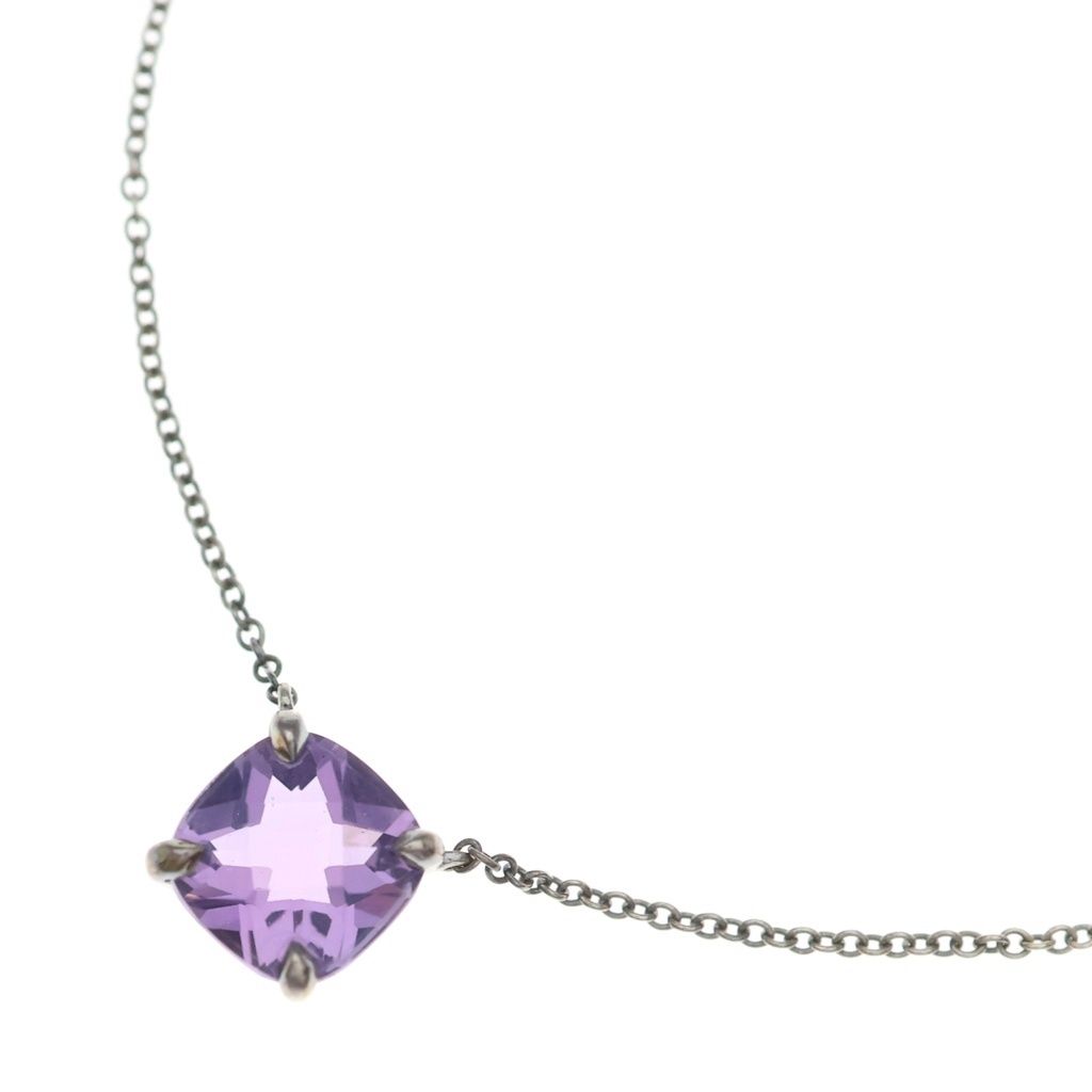 Tiffany & Co Sparkler Amethyst Necklace Pendant Chain Silver Purple