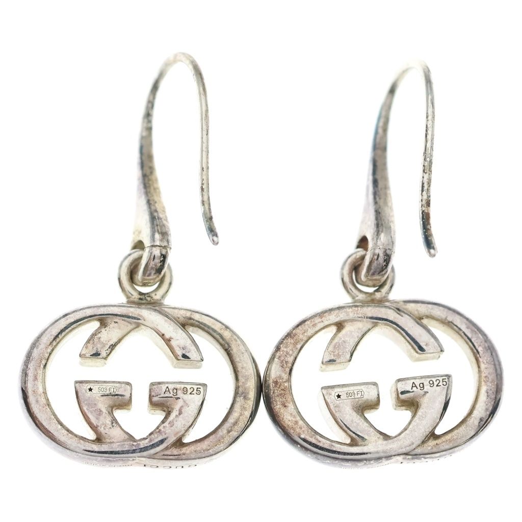 Gucci Interlocking Hook Earrings Silver — view 2