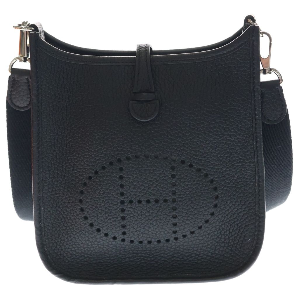 Hermes Evelyne TPM Shoulder Bag Black Taurillon Leather Silver
