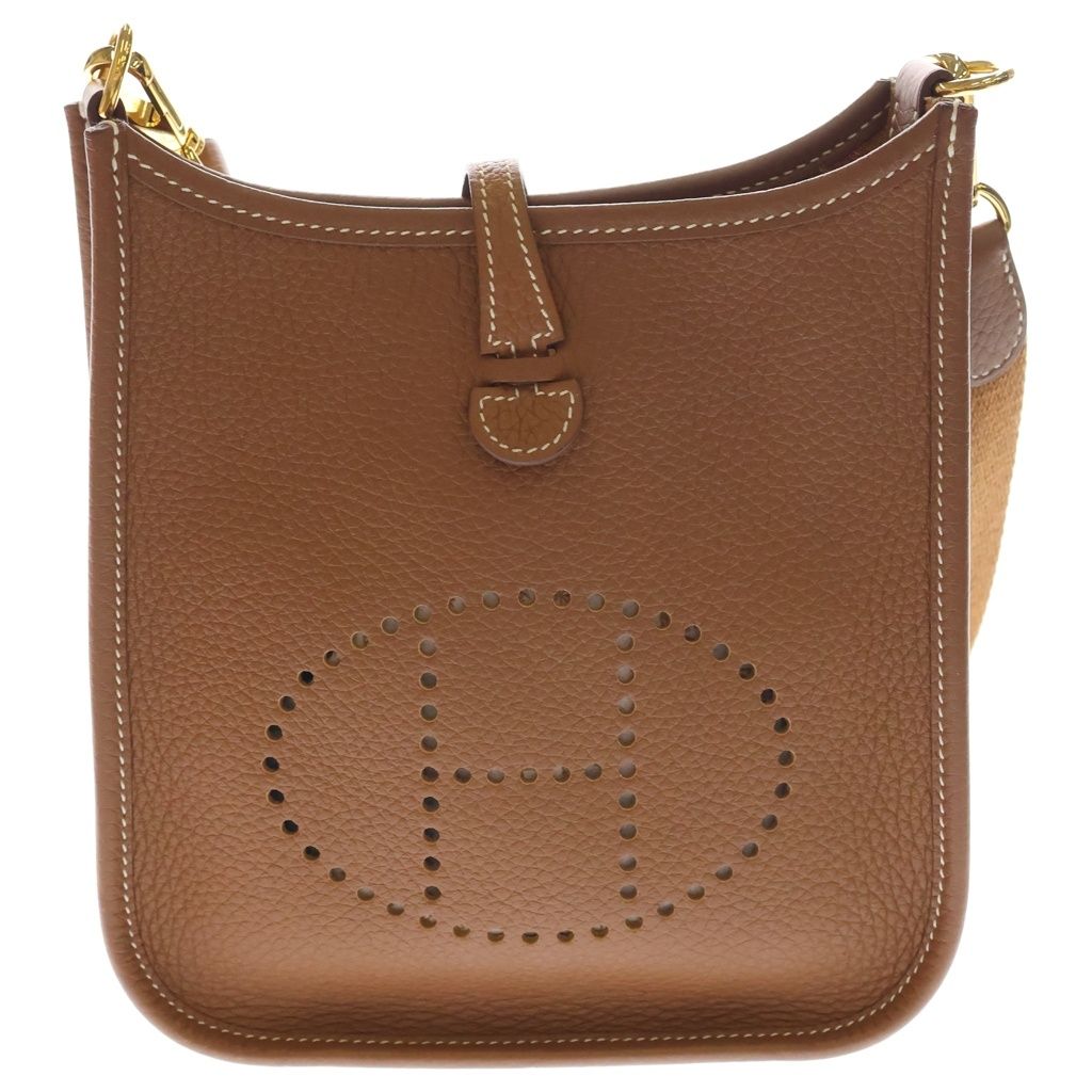 Hermes Evelyne TPM Taurillon Mini Shoulder Bag Brown Gold Leather