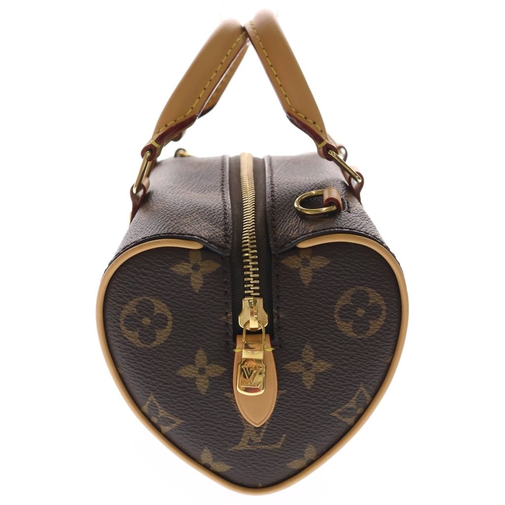 Louis Vuitton Monogram Nano Speedy Mini Shoulder Bag Brown Leather Gold — view 3