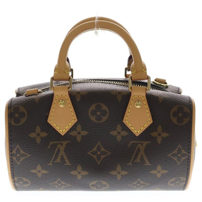 Louis Vuitton Monogram Nano Speedy Mini Shoulder Bag Brown Leather Gold — view 2