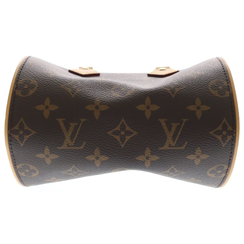 Louis Vuitton Monogram Nano Speedy Mini Shoulder Bag Brown Leather Gold — view 5
