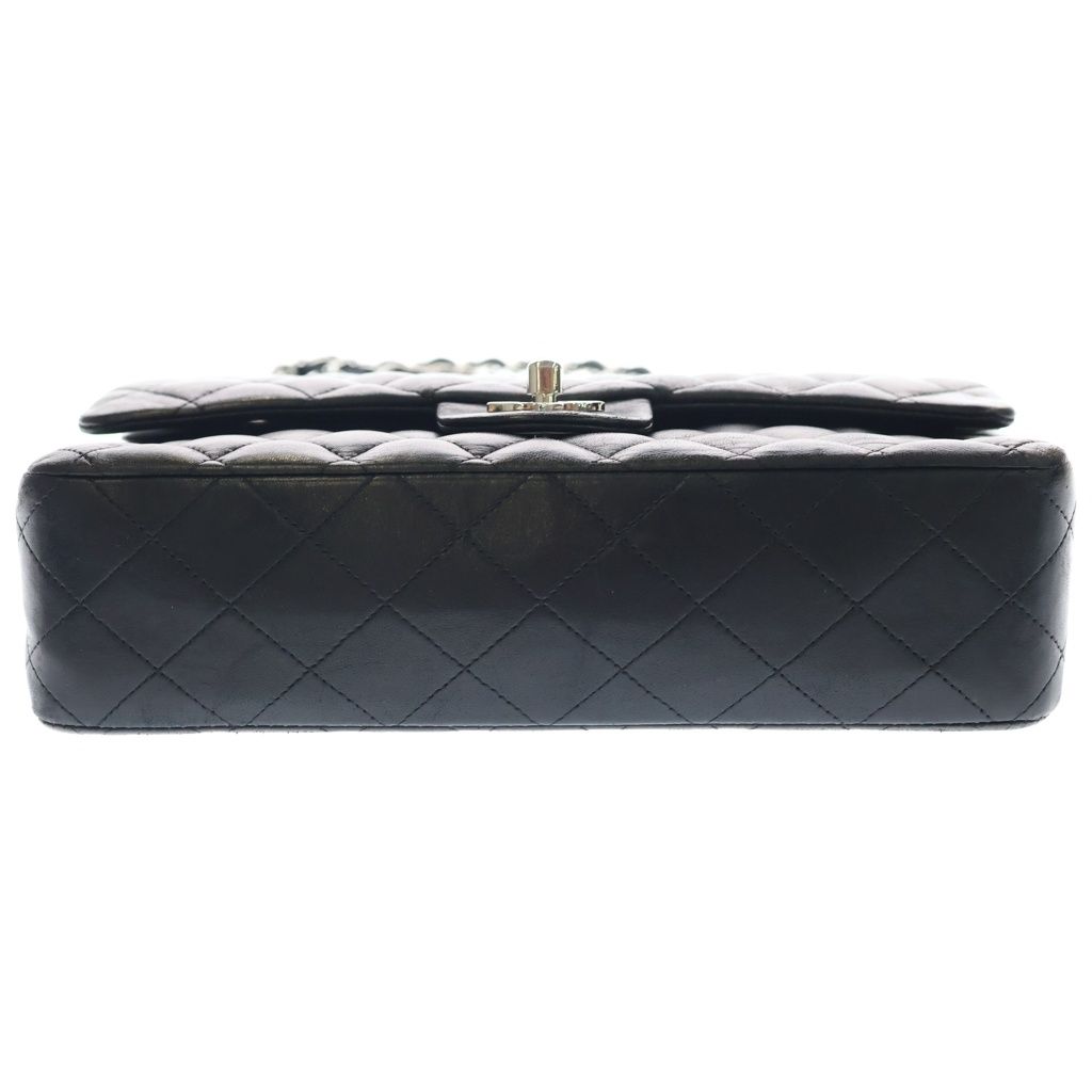 Chanel Quilted 25 Double Flap Chain Shoulder Bag Black Lambskin Silver — view 5