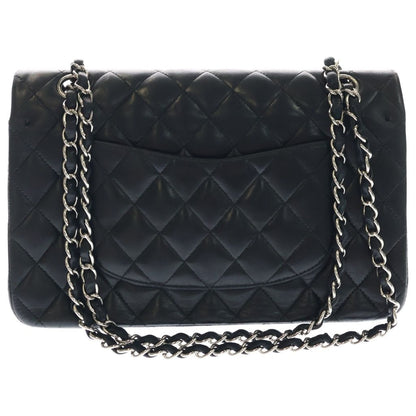 Chanel Quilted 25 Double Flap Chain Shoulder Bag Black Lambskin Silver — view 2