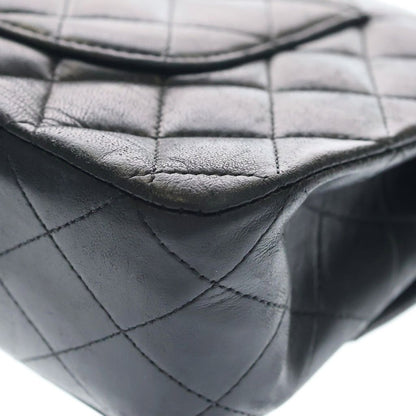Chanel Quilted 25 Double Flap Chain Shoulder Bag Black Lambskin Silver — view 6