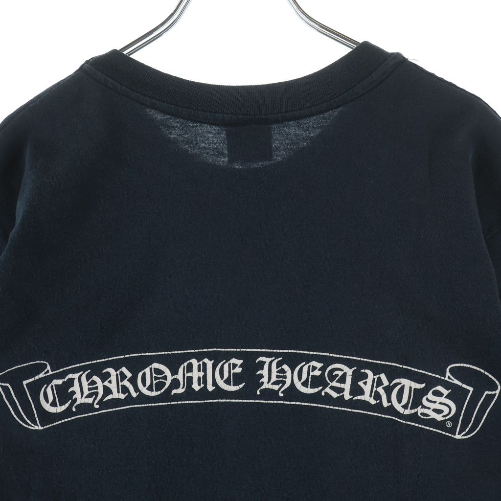 Chrome Hearts Vintage CH T-Shirt Scroll Label Print Crew Neck Short Sleeve Navy — view 4