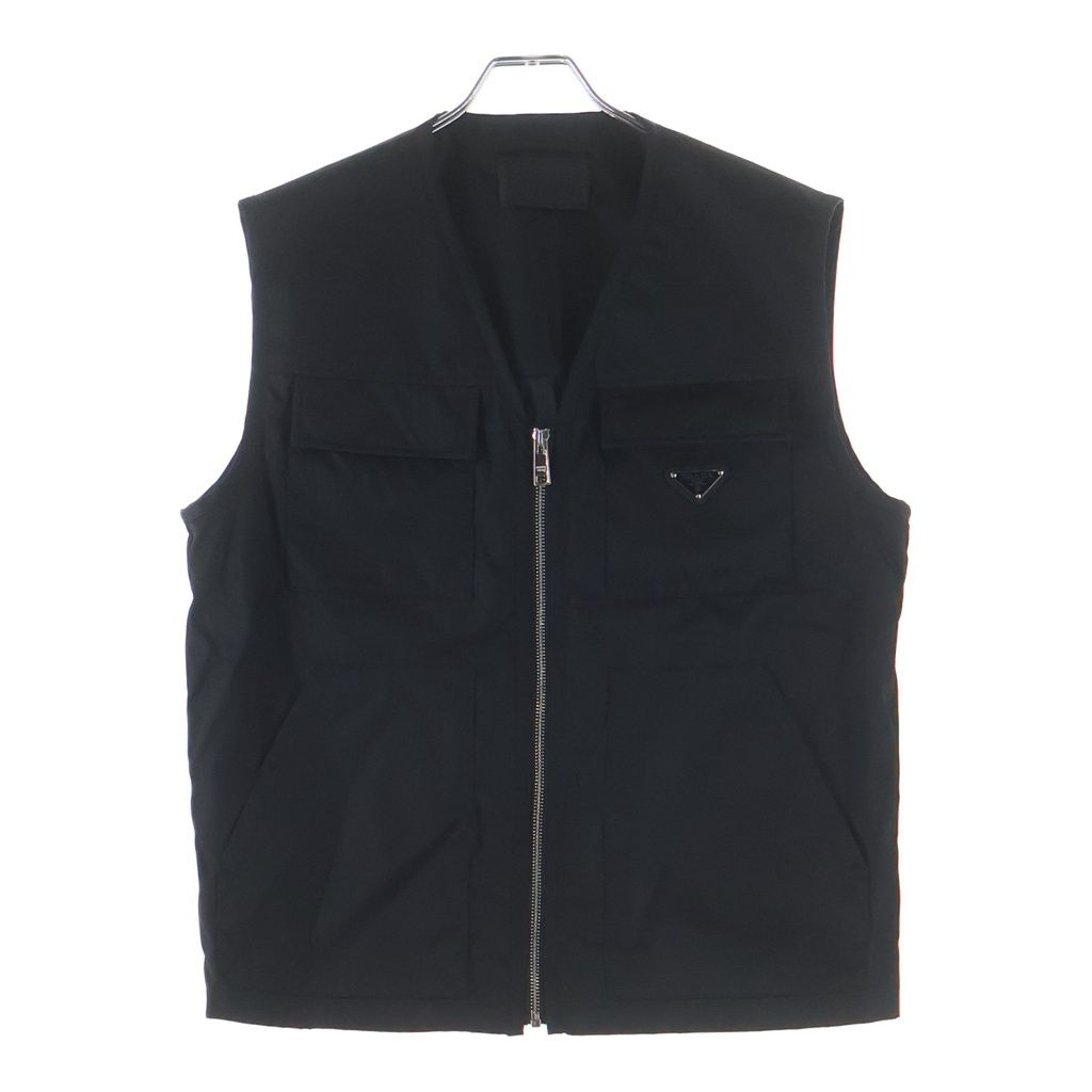 Prada Logo Triangle Plate Re-Nylon Vest Black