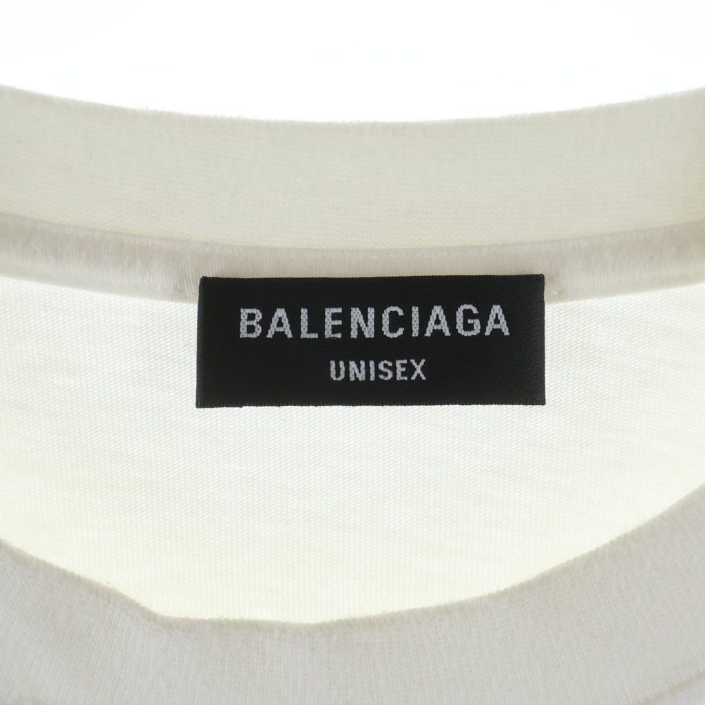 Balenciaga Logo Crewneck Distressed Collar Shortsleeve Short Sleeve Top White — view 6