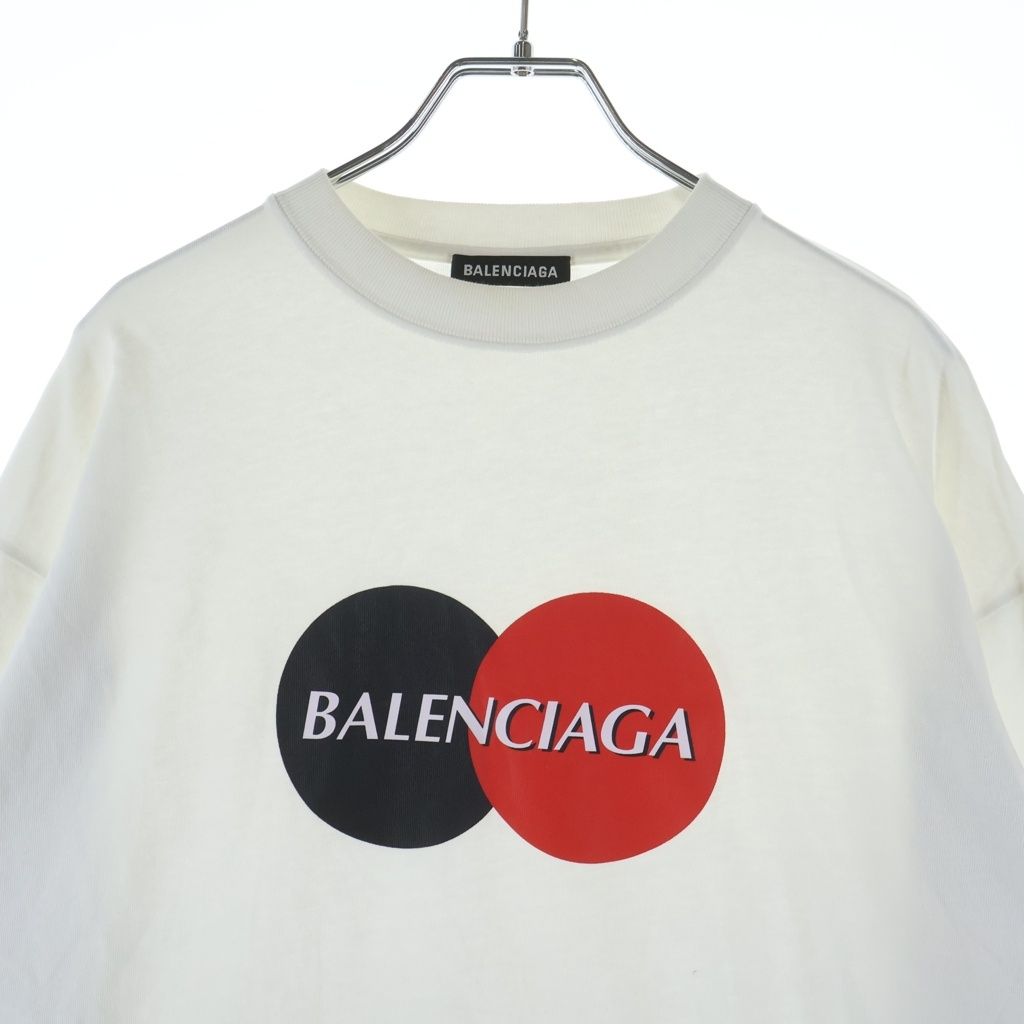 Balenciaga Master Card Logo Print Crew Neck Short Sleeve T-Shirt White — view 3