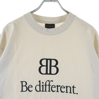 Balenciaga BE Different Logo Embroidered Distressed Crew Neck Short Sleeve — view 3