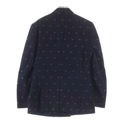 Gucci Interlocking Stripe Wool Peaked Lapel Double Breasted Jacket Slim Tapered — view 3