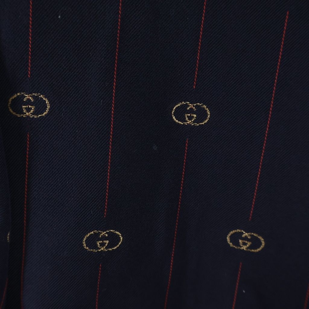 Gucci Interlocking Stripe Wool Peaked Lapel Double Breasted Jacket Slim Tapered — view 6