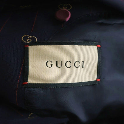 Gucci Interlocking Stripe Wool Peaked Lapel Double Breasted Jacket Slim Tapered — view 7