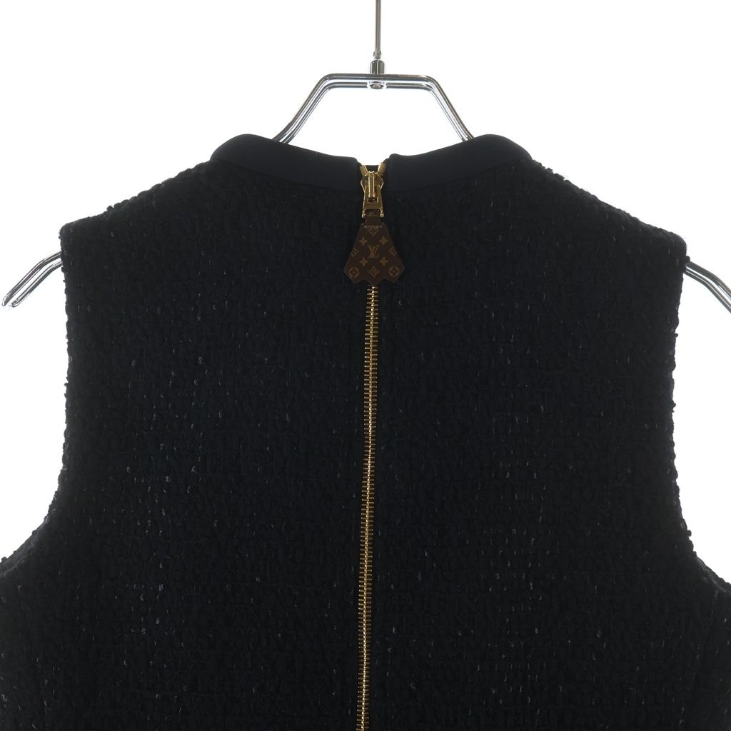 Louis Vuitton Tweed Sleeveless Short Dress Black Gfe — view 4