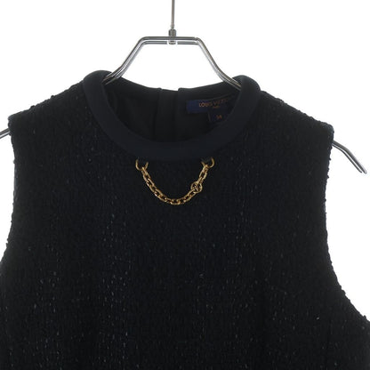 Louis Vuitton Tweed Sleeveless Short Dress Black Gfe — view 3