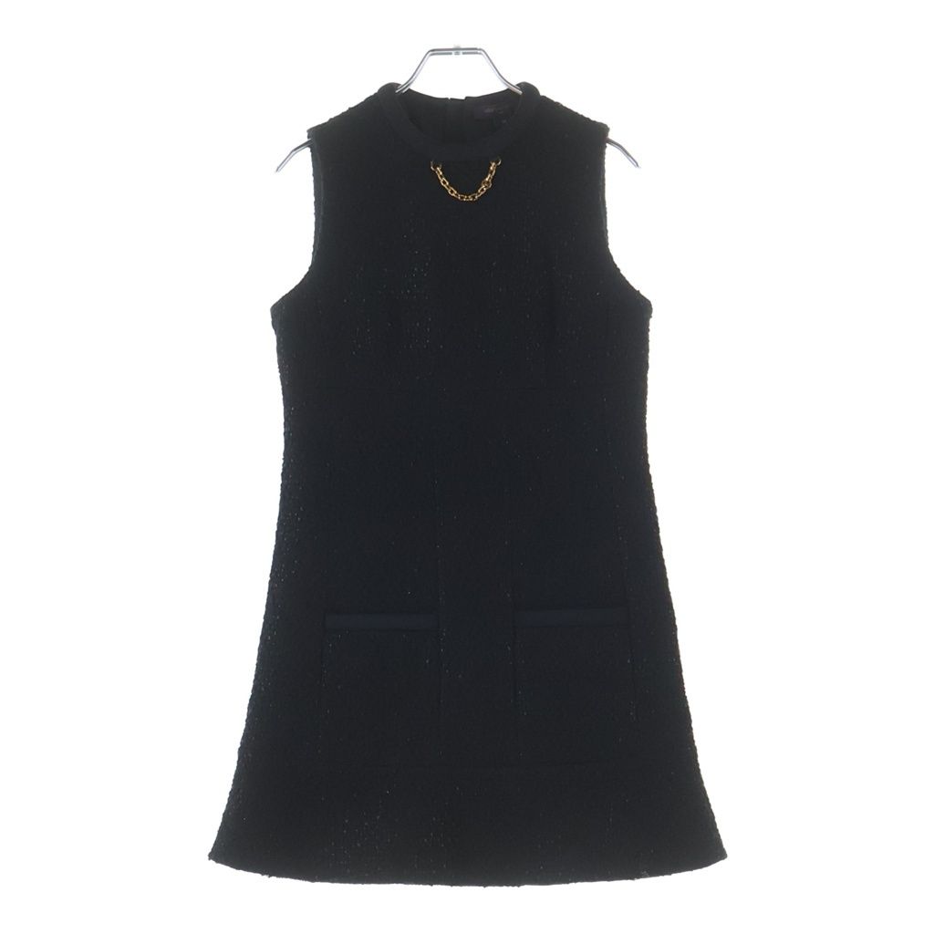 Louis Vuitton Tweed Sleeveless Short Dress Black Gfe