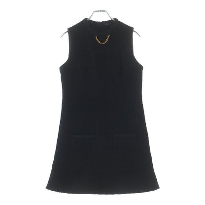 Louis Vuitton Tweed Sleeveless Short Dress Black Gfe