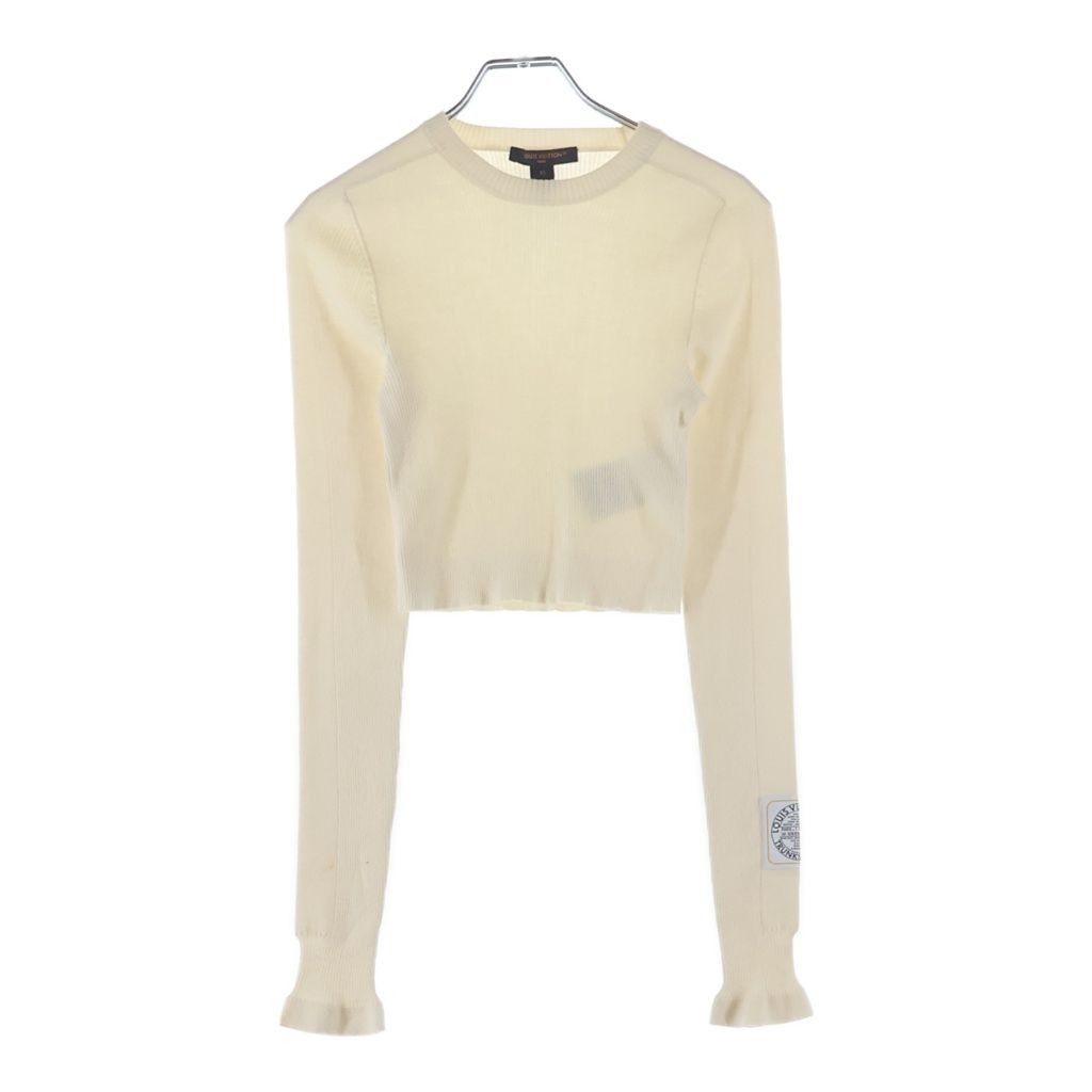 Louis Vuitton High Neck Cropped Knit White Cwo Sweater