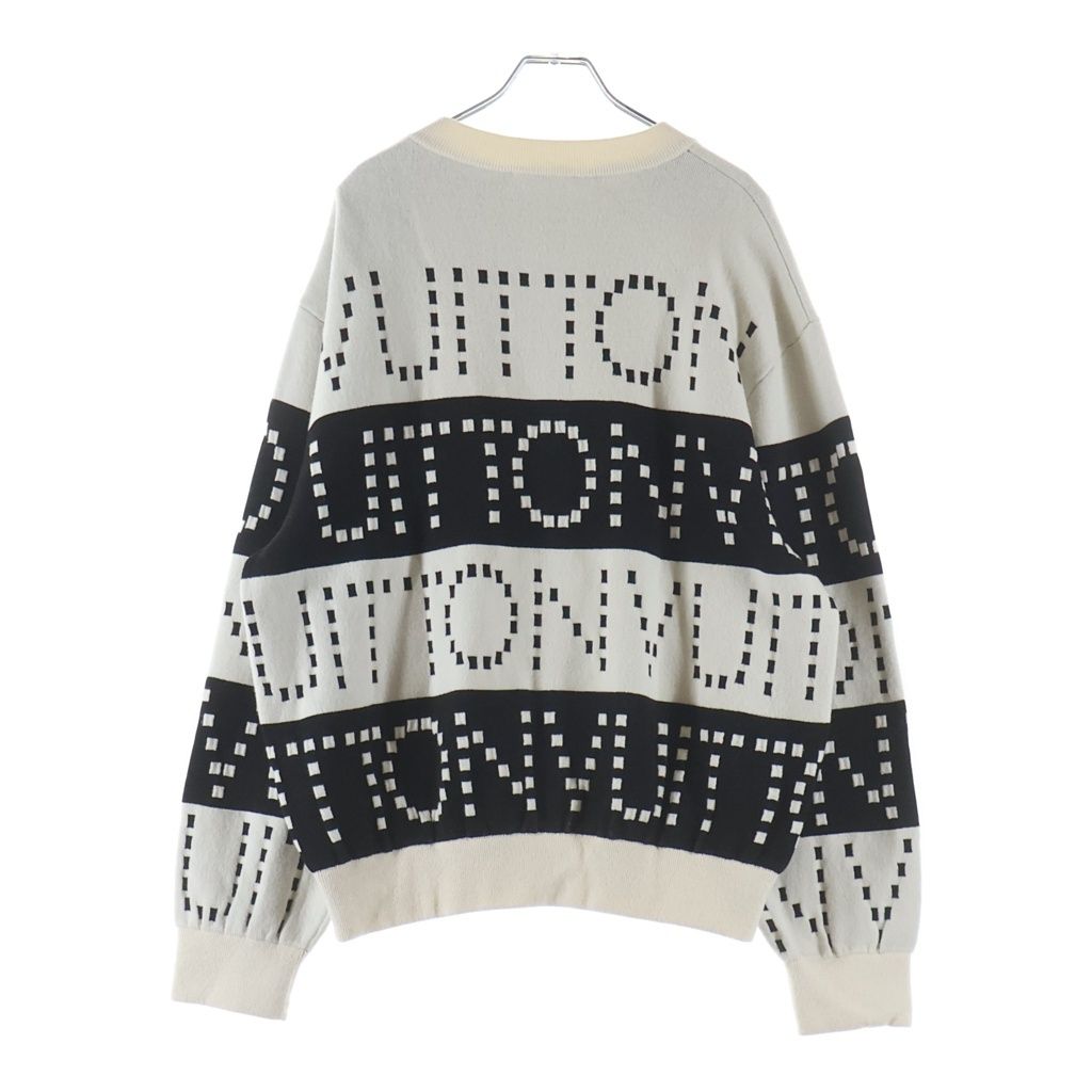 Louis Vuitton All Over Logo Shoulder Button Knit Sweater White Black — view 2