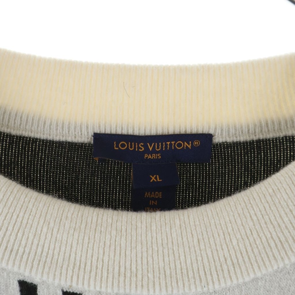 Louis Vuitton All Over Logo Shoulder Button Knit Sweater White Black — view 6