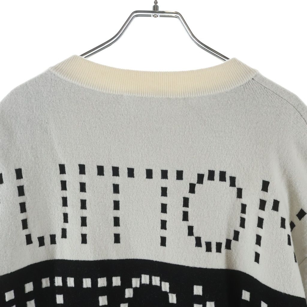 Louis Vuitton All Over Logo Shoulder Button Knit Sweater White Black — view 4