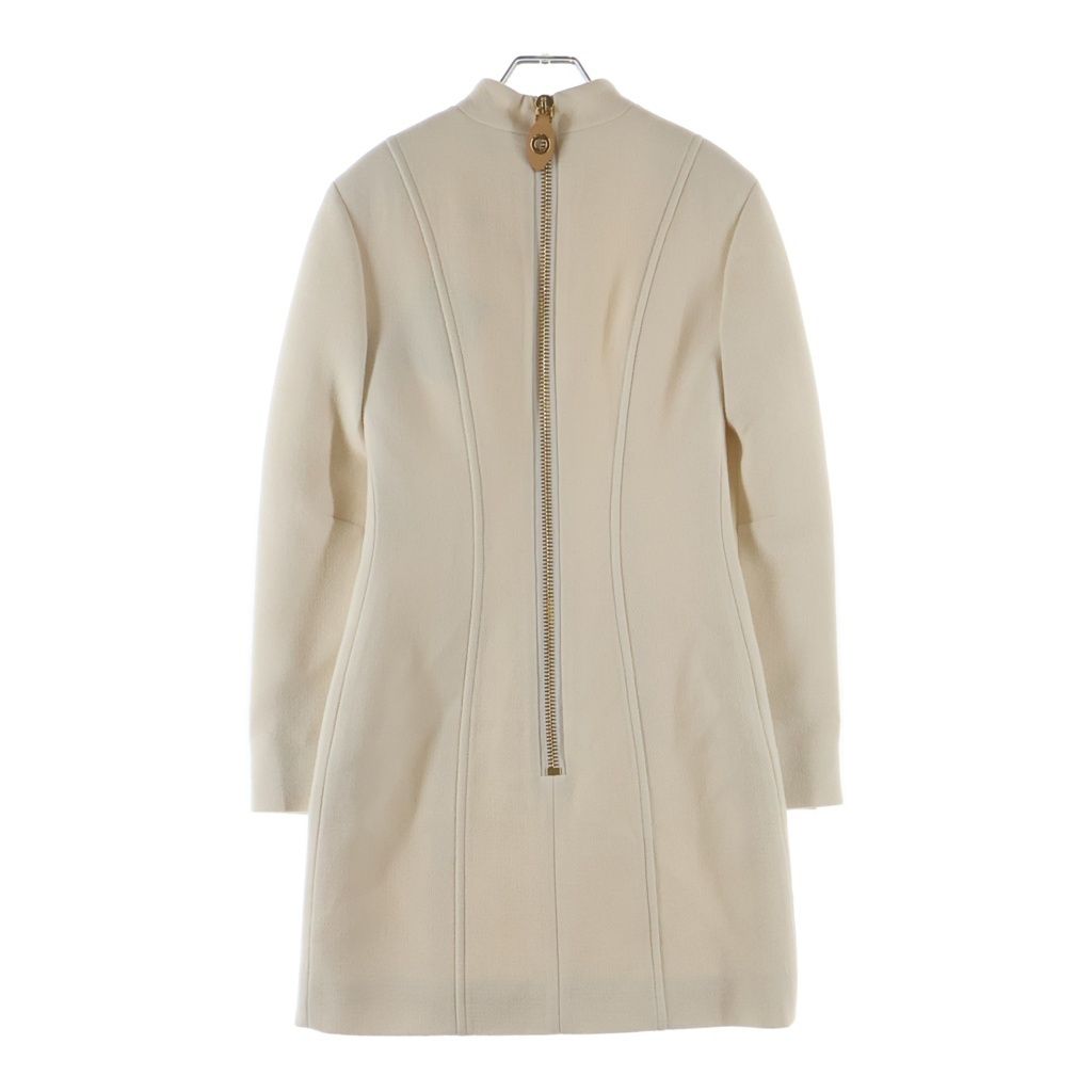 Louis Vuitton Chain Decoration Long Sleeve Mock Neck Dress White Aar — view 2