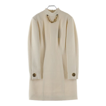 Louis Vuitton Chain Decoration Long Sleeve Mock Neck Dress White Aar