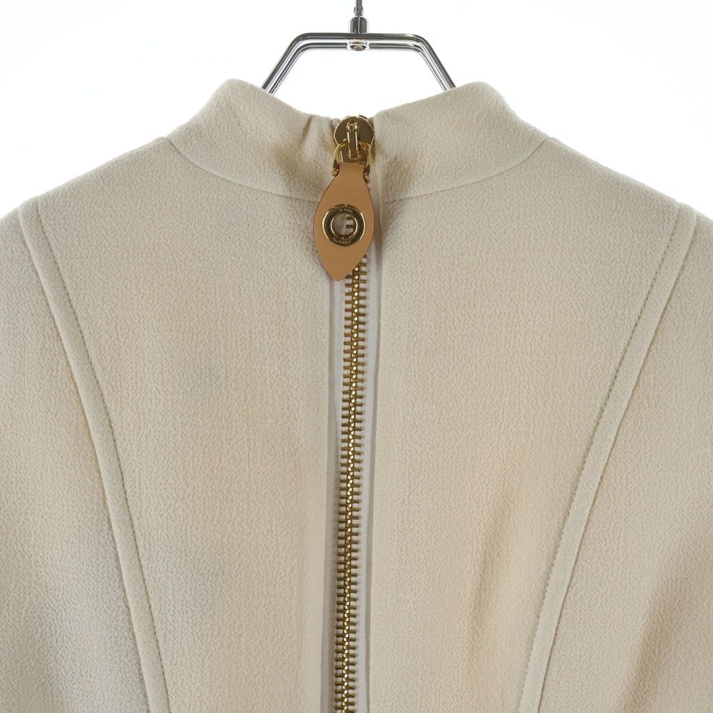 Louis Vuitton Chain Decoration Long Sleeve Mock Neck Dress White Aar — view 4