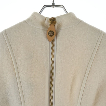 Louis Vuitton Chain Decoration Long Sleeve Mock Neck Dress White Aar — view 4