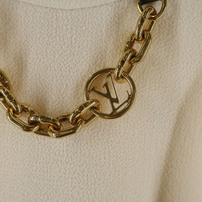 Louis Vuitton Chain Decoration Long Sleeve Mock Neck Dress White Aar — view 5
