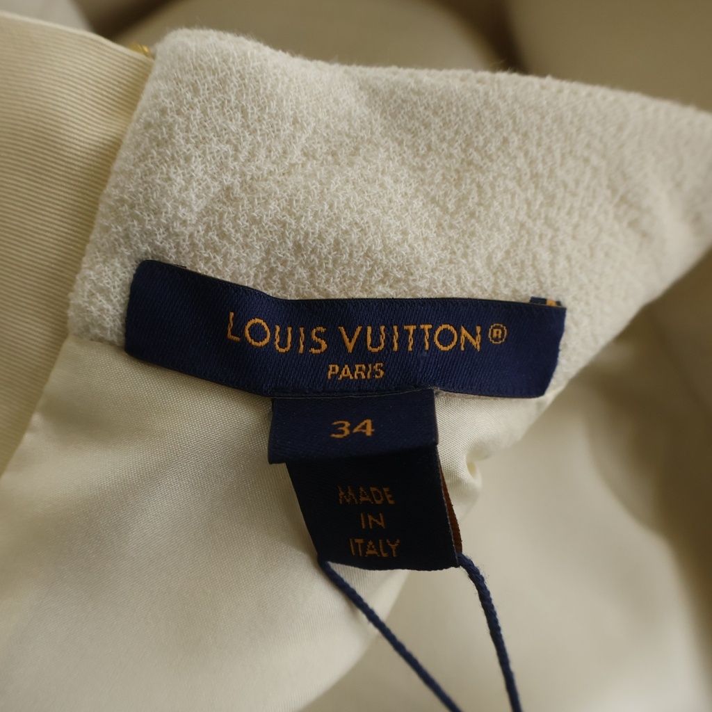 Louis Vuitton Chain Decoration Long Sleeve Mock Neck Dress White Aar — view 7