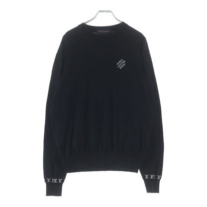 Louis Vuitton Monogram Logo Embroidery Sweater Lightweight Knit Wear Black