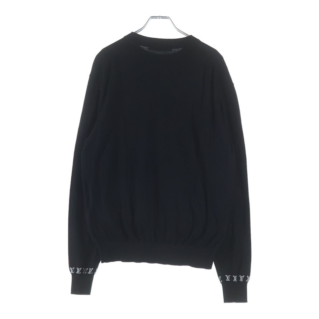 Louis Vuitton Monogram Logo Embroidery Sweater Lightweight Knit Wear Black — view 2