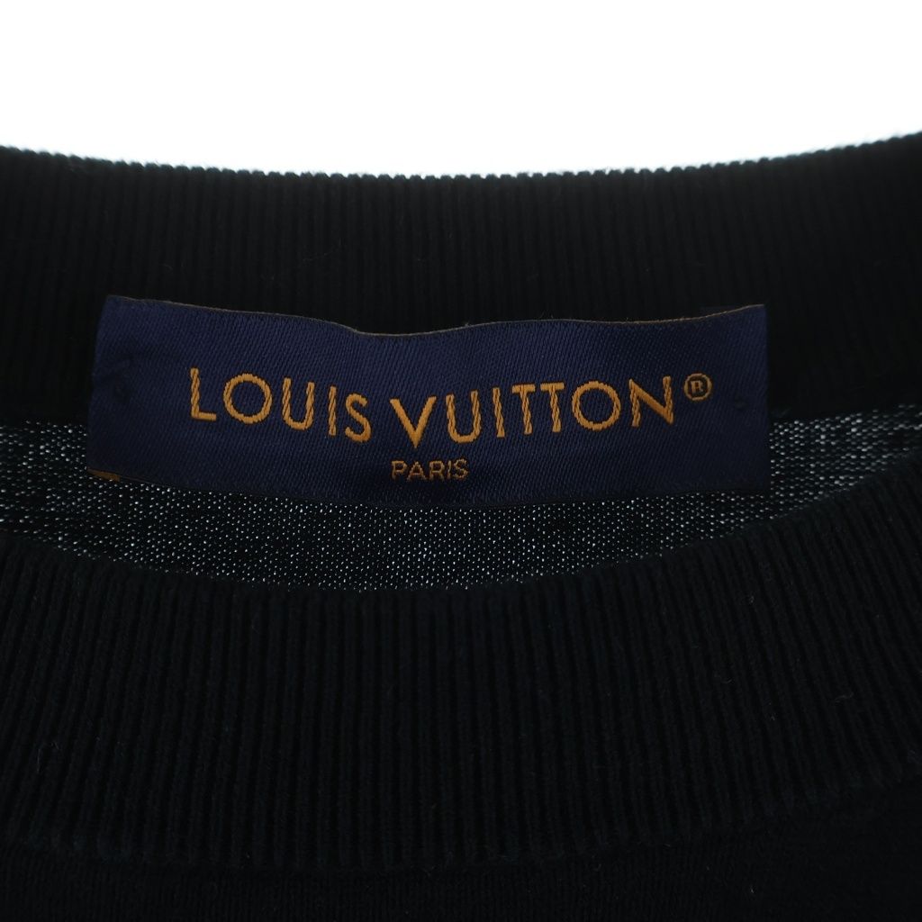 Louis Vuitton Monogram Logo Embroidery Sweater Lightweight Knit Wear Black — view 6