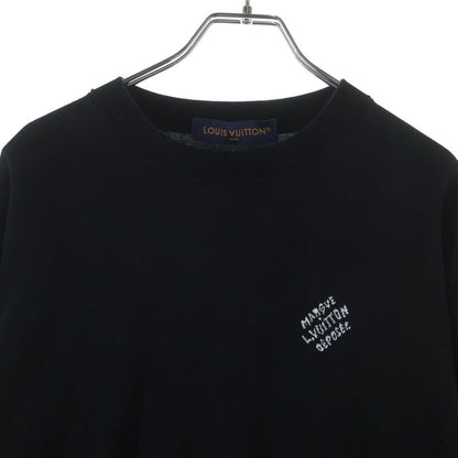 Louis Vuitton Monogram Logo Embroidery Sweater Lightweight Knit Wear Black — view 3