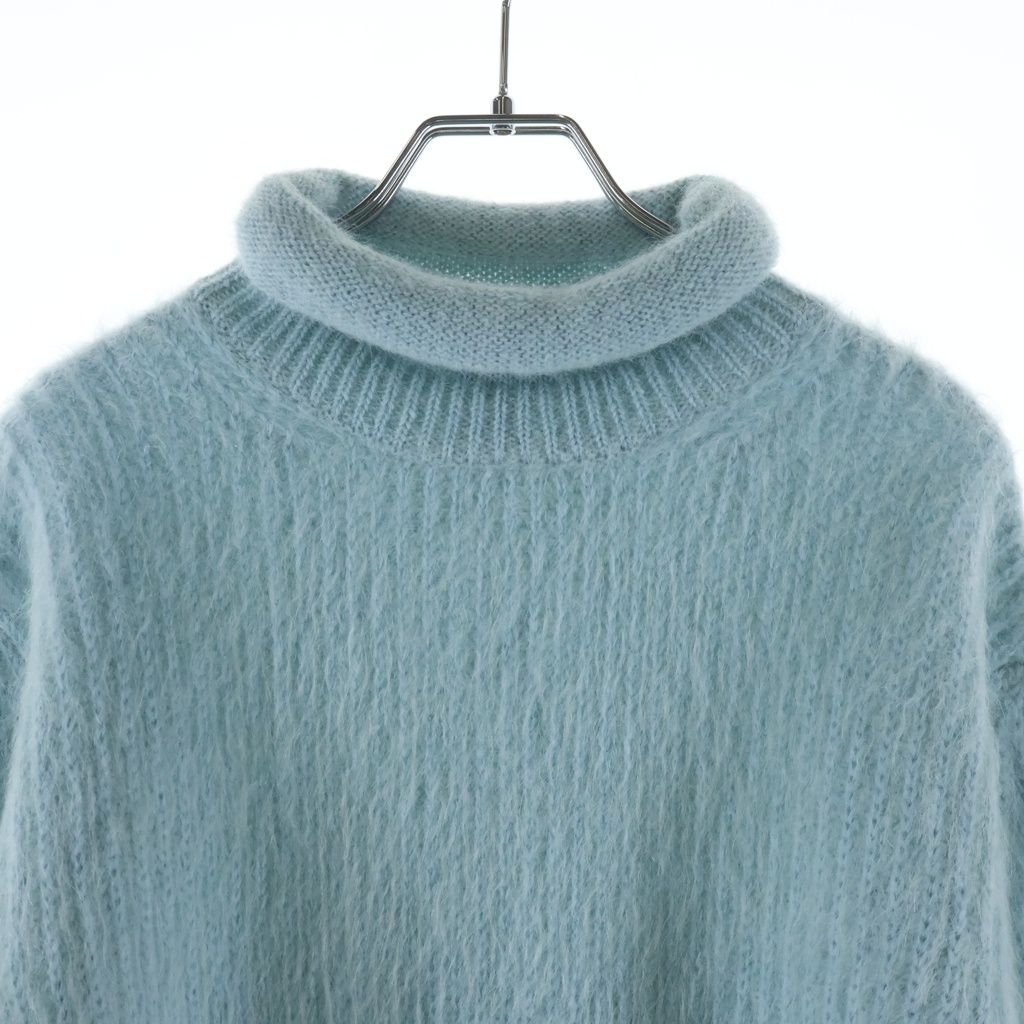 Louis Vuitton Monogram Patch Cropped High Neck Mohair Knit Sweater Light Blue — view 3