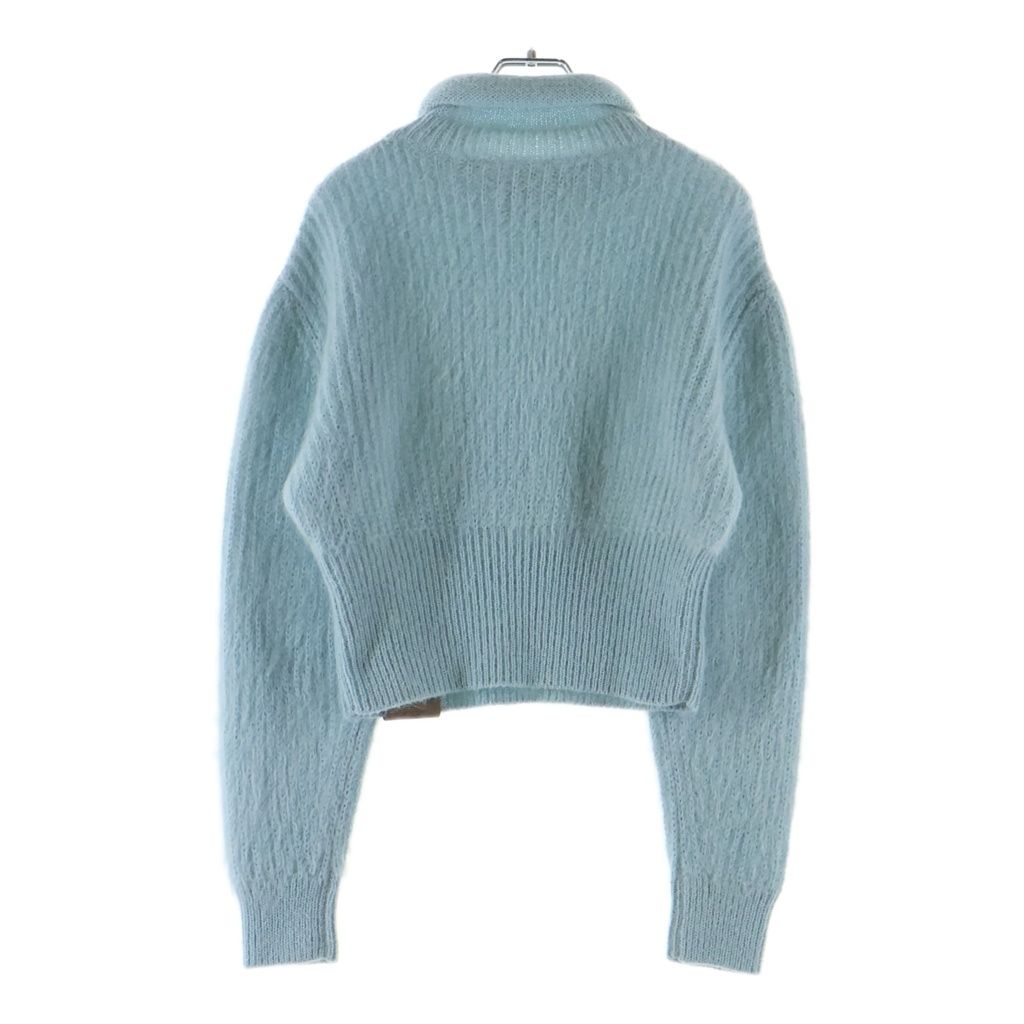 Louis Vuitton Monogram Patch Cropped High Neck Mohair Knit Sweater Light Blue — view 2