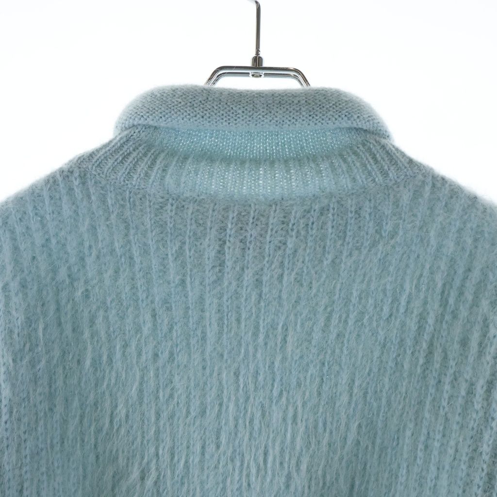 Louis Vuitton Monogram Patch Cropped High Neck Mohair Knit Sweater Light Blue — view 4