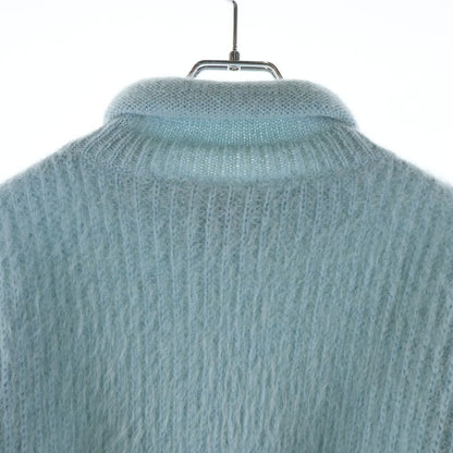 Louis Vuitton Monogram Patch Cropped High Neck Mohair Knit Sweater Light Blue — view 4